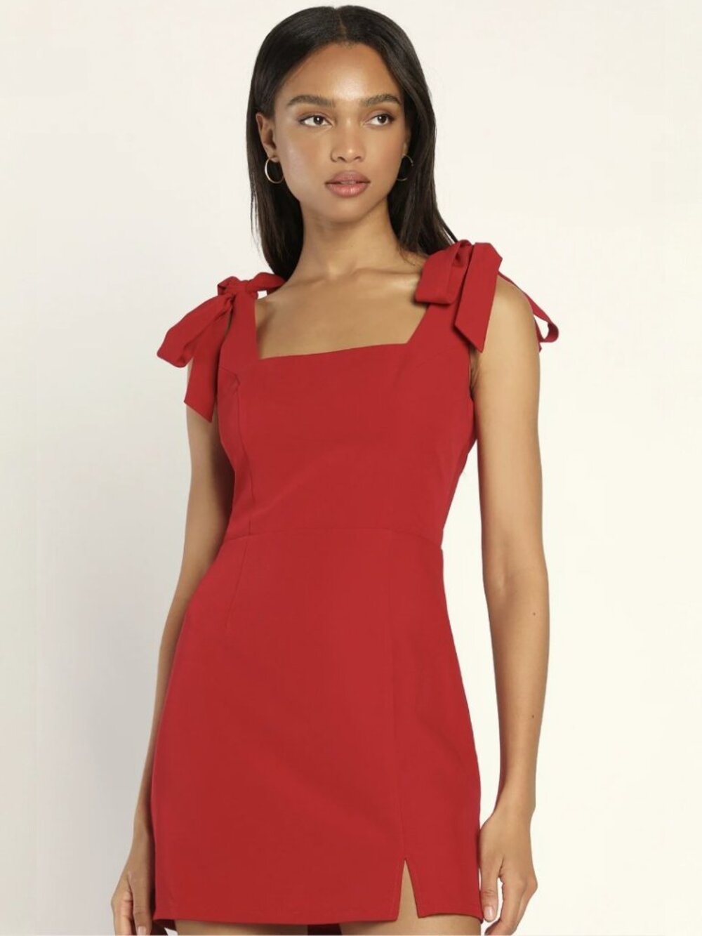 Lulus Your Sweetie Wine Red Tie-Strap Mini Dress NWT - Picture 2 of 11
